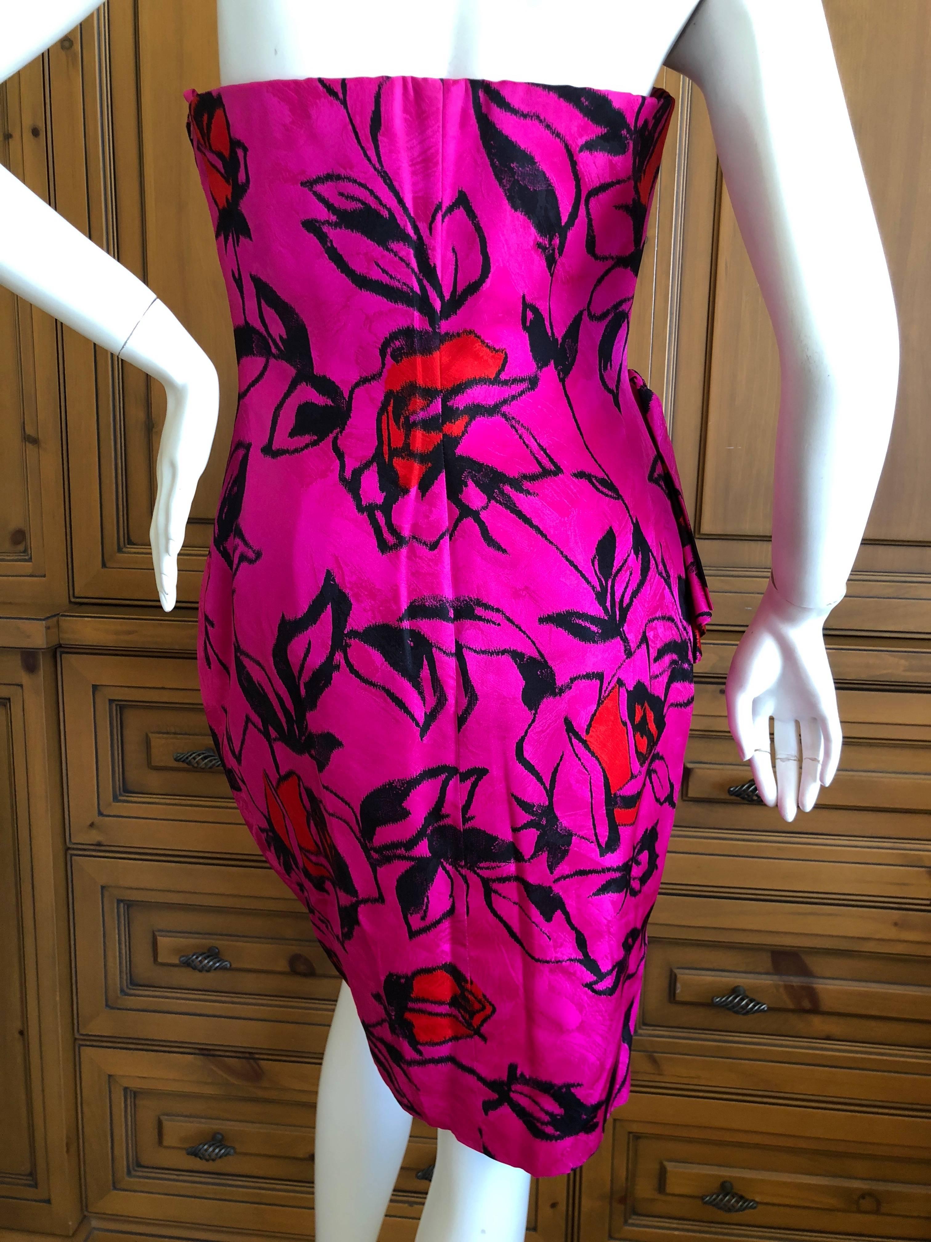 Christian Dior Numbered Haute Couture Silk Strapless Cocktail Dress Spring 1988 For Sale 7