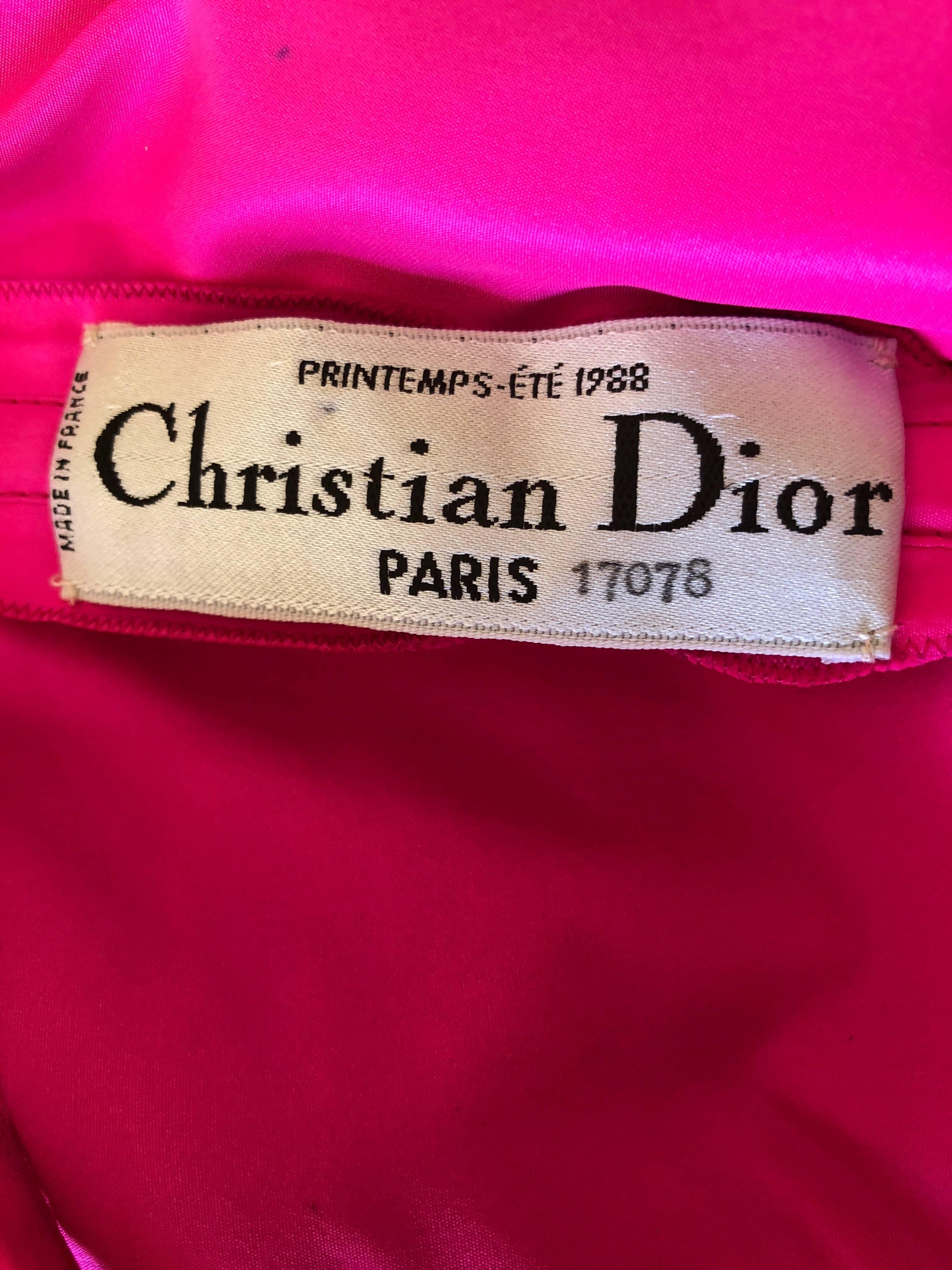 Christian Dior Numbered Haute Couture Silk Strapless Cocktail Dress Spring 1988 For Sale 8