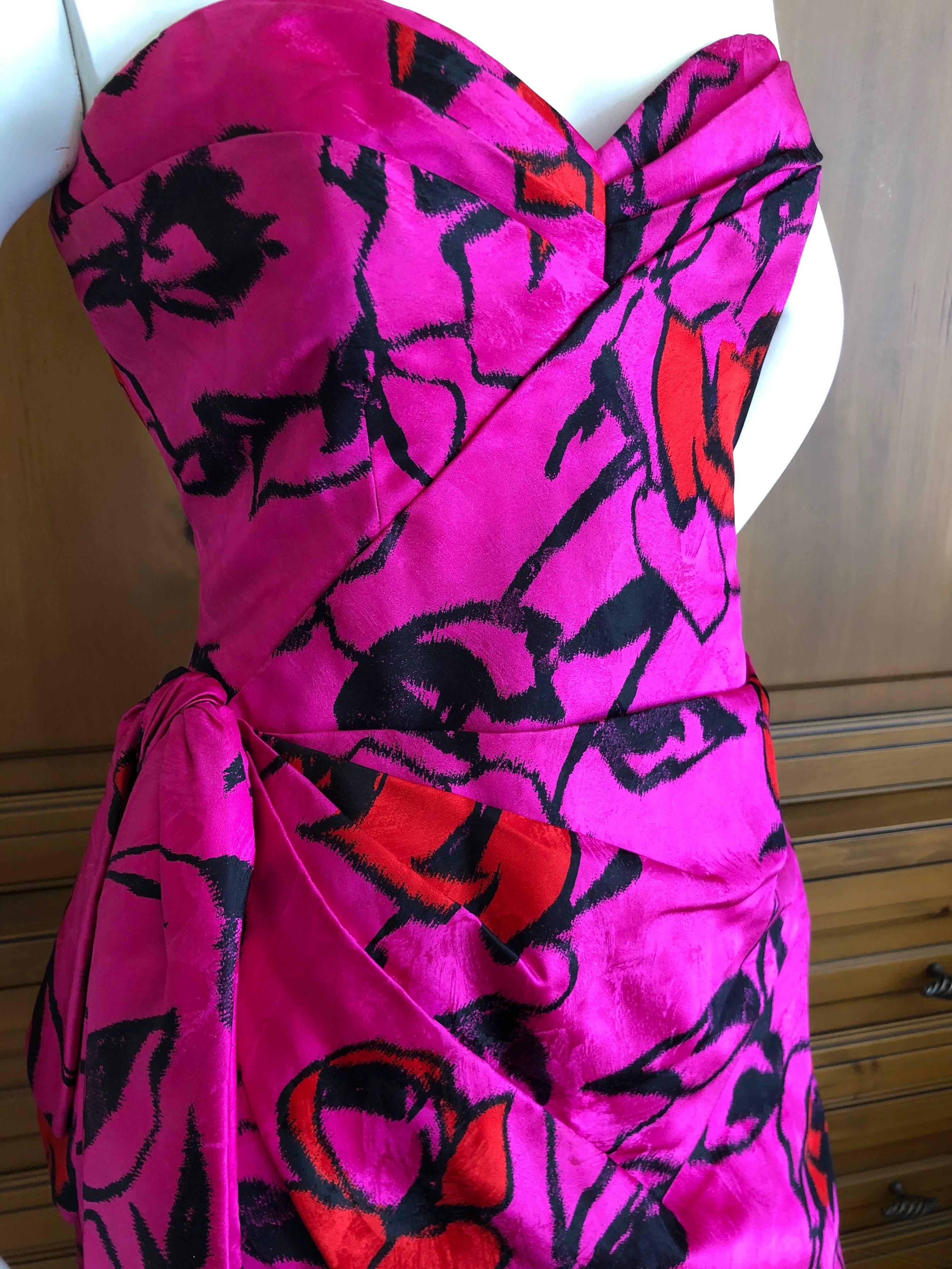 Christian Dior Numbered Haute Couture Silk Strapless Cocktail Dress Spring 1988 For Sale 2