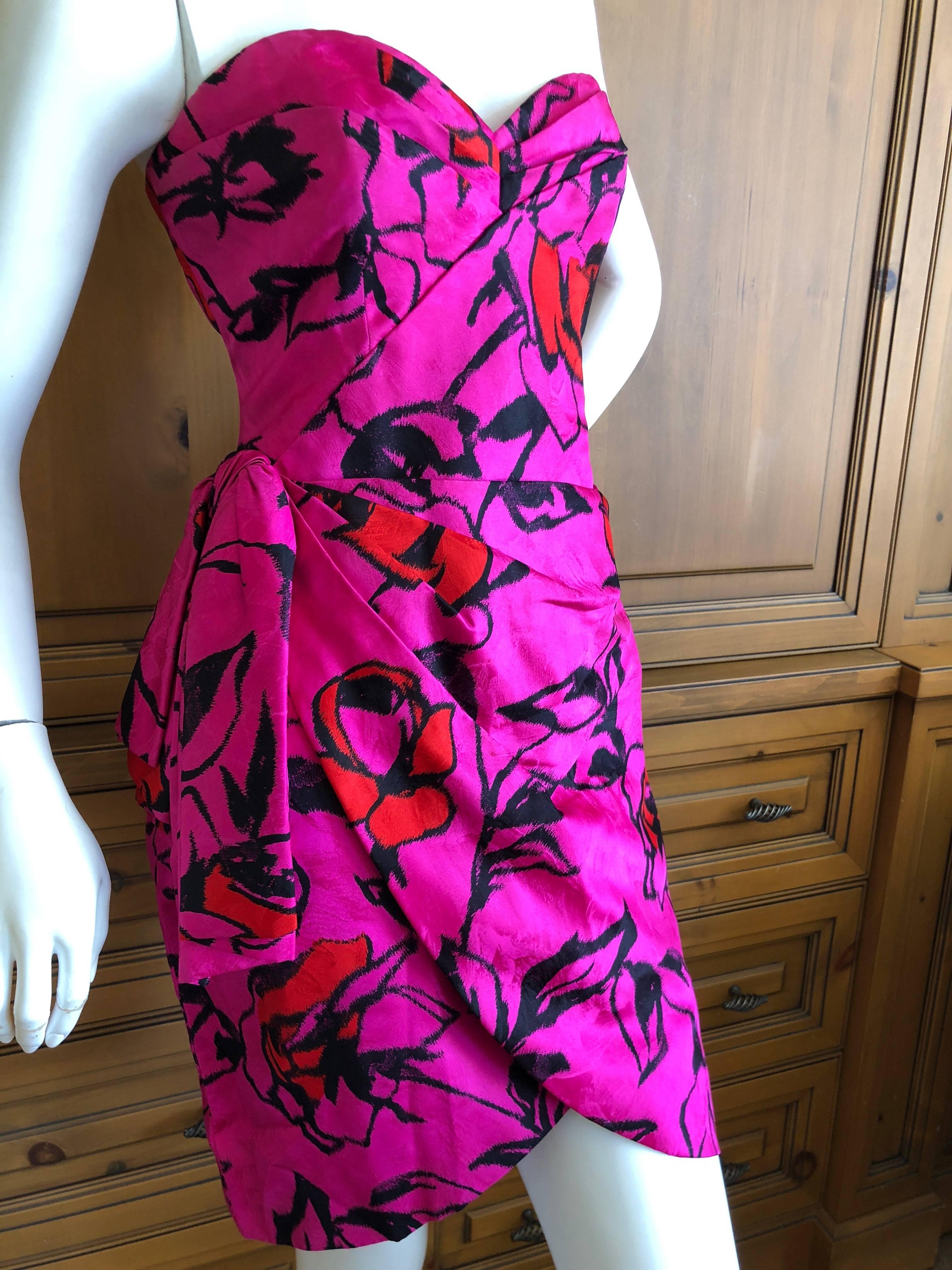 Christian Dior Numbered Haute Couture Silk Strapless Cocktail Dress Spring 1988 For Sale 3