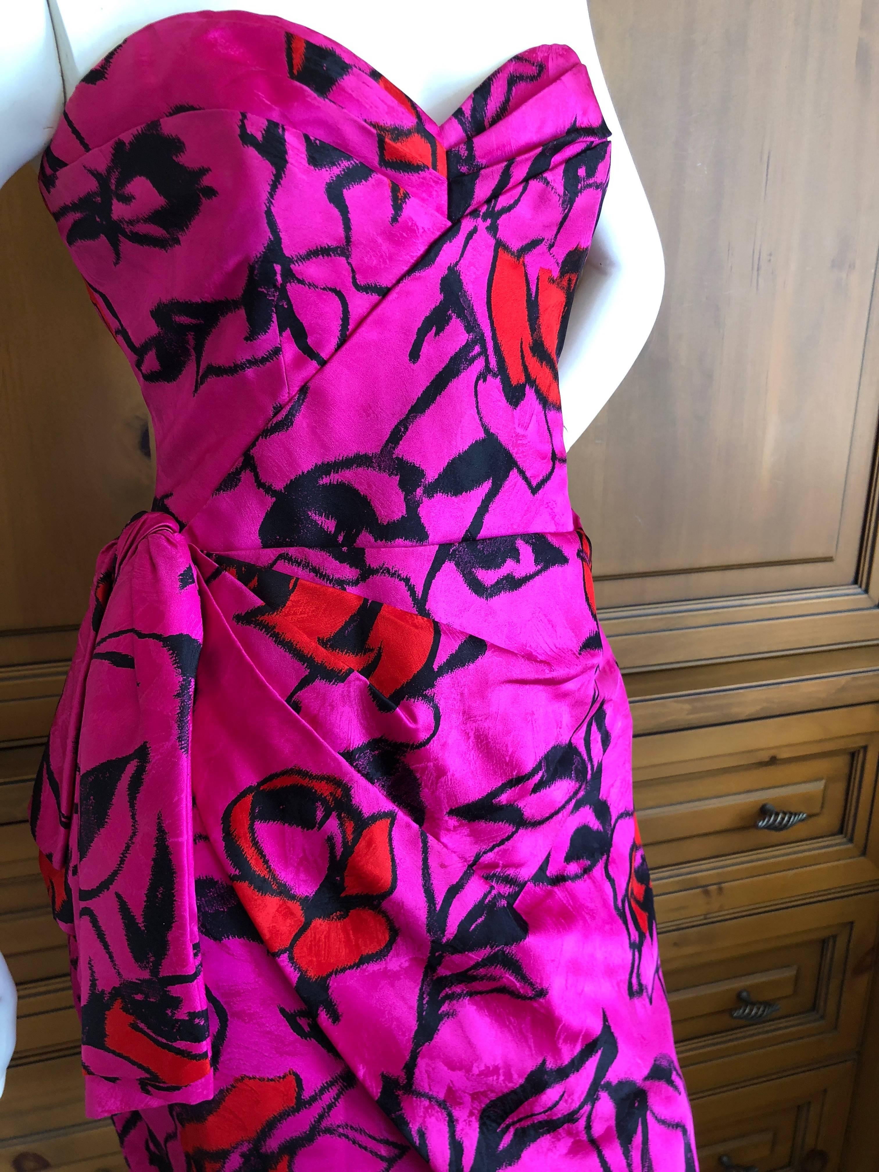 Christian Dior Numbered Haute Couture Silk Strapless Cocktail Dress Spring 1988 For Sale 4