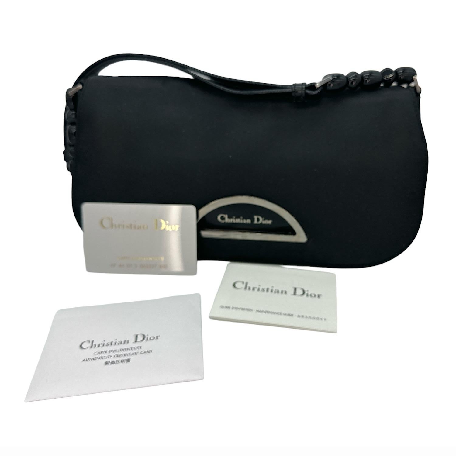 Christian Dior Nylon Malice Baguette Black Clutch For Sale 3