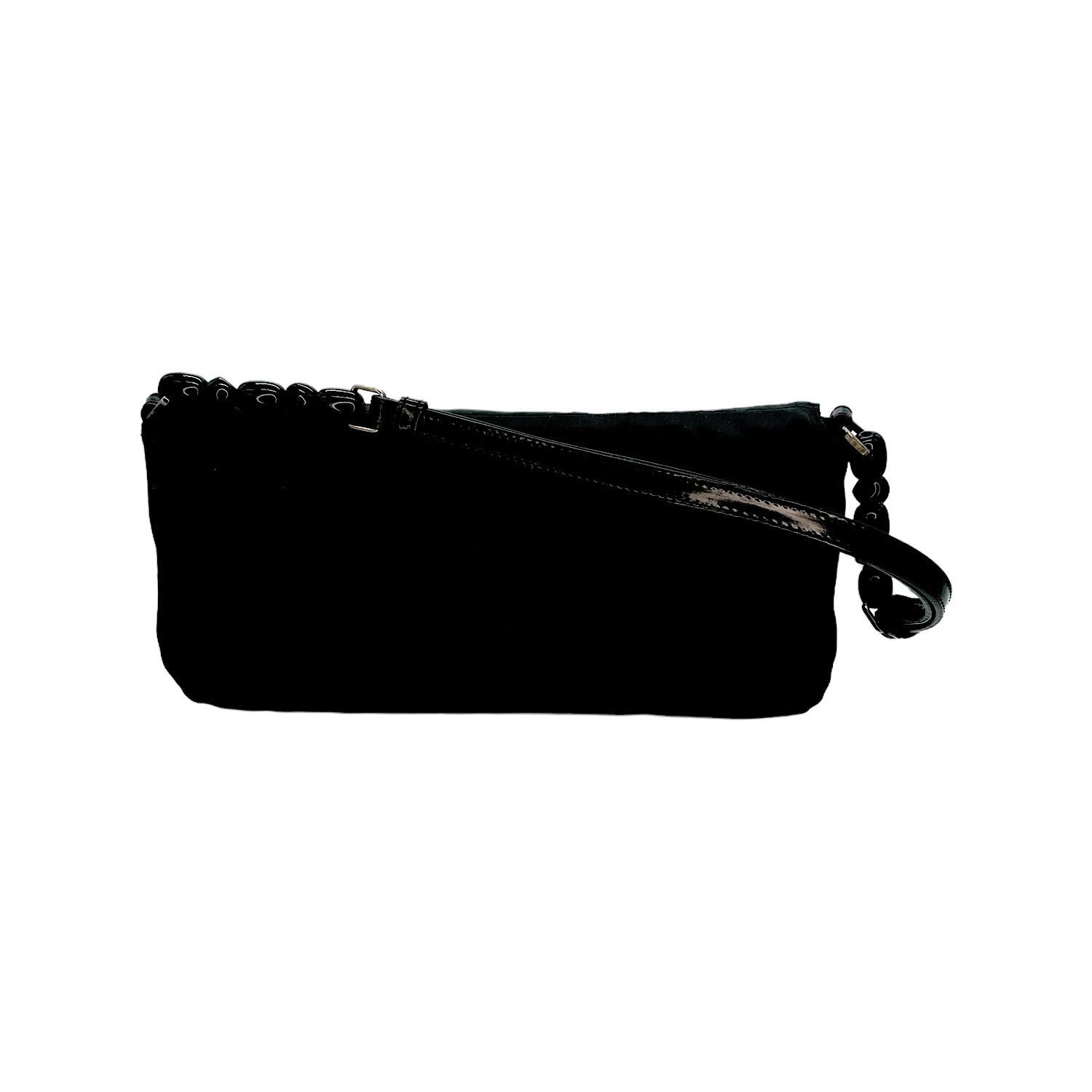 Christian Dior Nylon Malice Baguette Black Clutch In Excellent Condition For Sale In Scottsdale, AZ