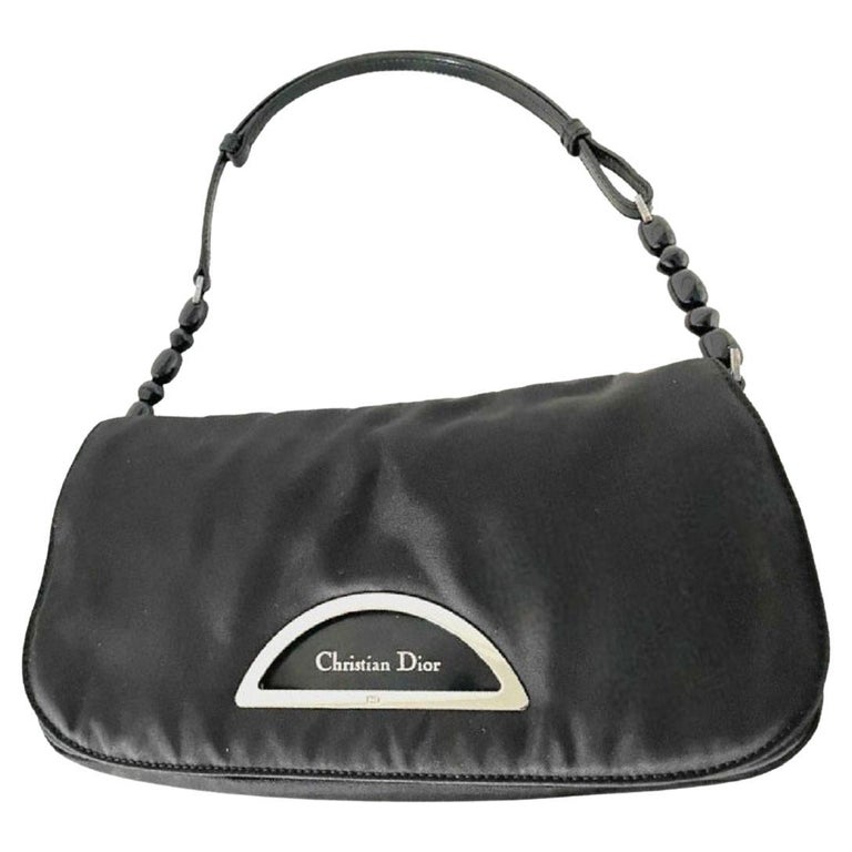 Christian Dior Nylon Malice Baguette Black Clutch For Sale