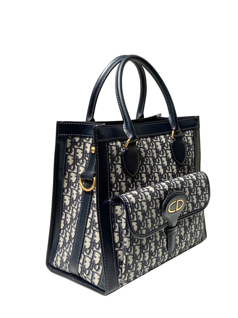 blue and white christian dior bag