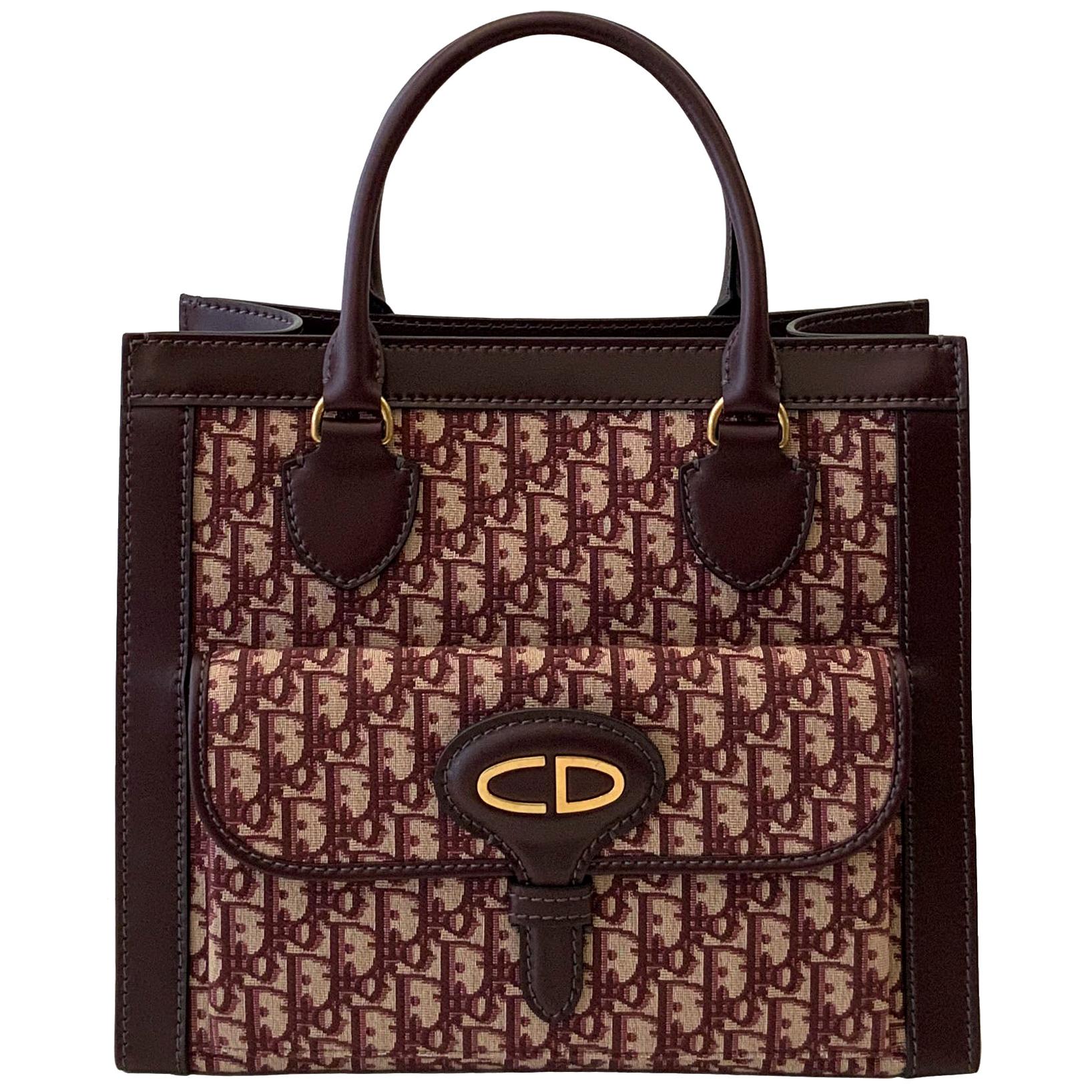 Christian Dior Oblique Burgundy Tote Bag