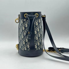 Christian Dior Oblique Canvas Leather Small Drawstring Backpack Bucket Bag Chip