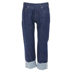 CHRISTIAN DIOR Boyfriend-Jeans aus indigoblauer, unbehandelter Baumwolle mit schrägem Bündchen, Größe FR36