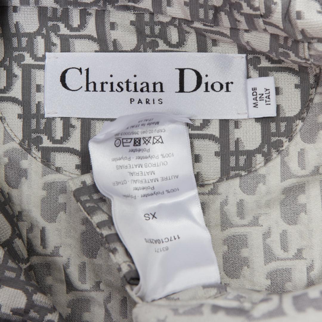 CHRISTIAN DIOR Oblique grey white monogram technical taffeta hooded anorak XS For Sale 3