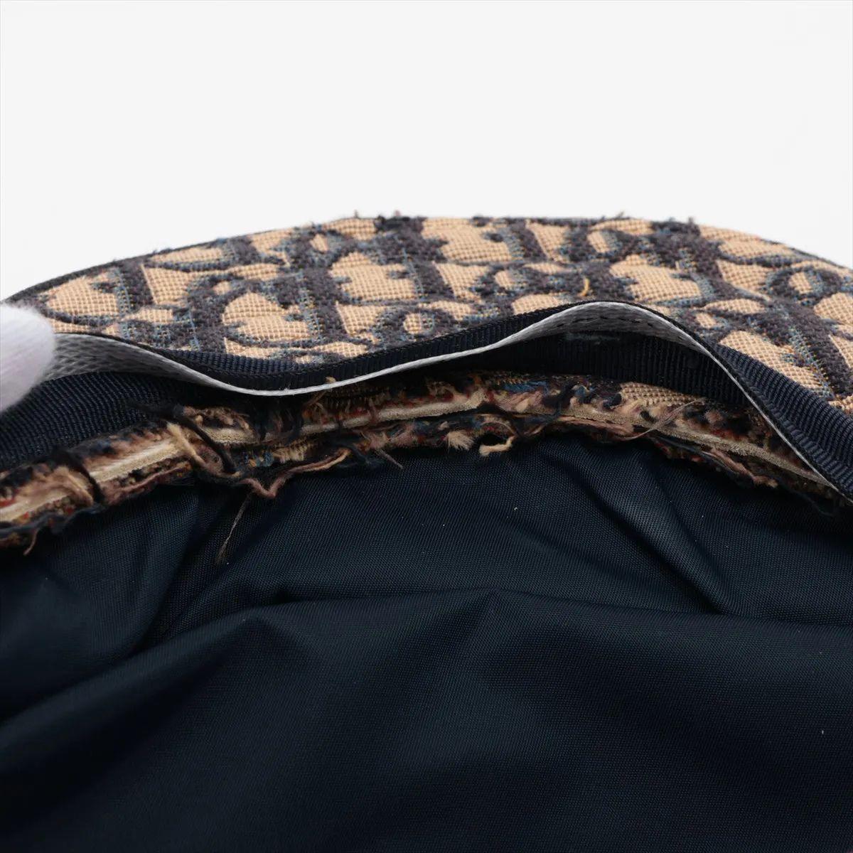 Christian Dior Schräge Jacquard-Baumwollmütze 58 Elfenbein x Marineblau im Angebot 4