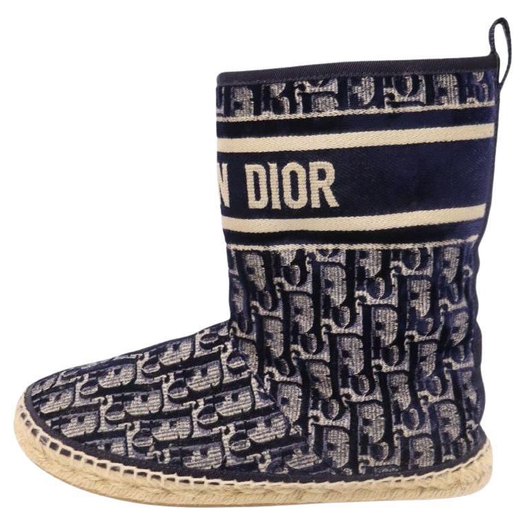 Christian Dior Oblique Jacquard Espadrille Granville Boots Size EU 36