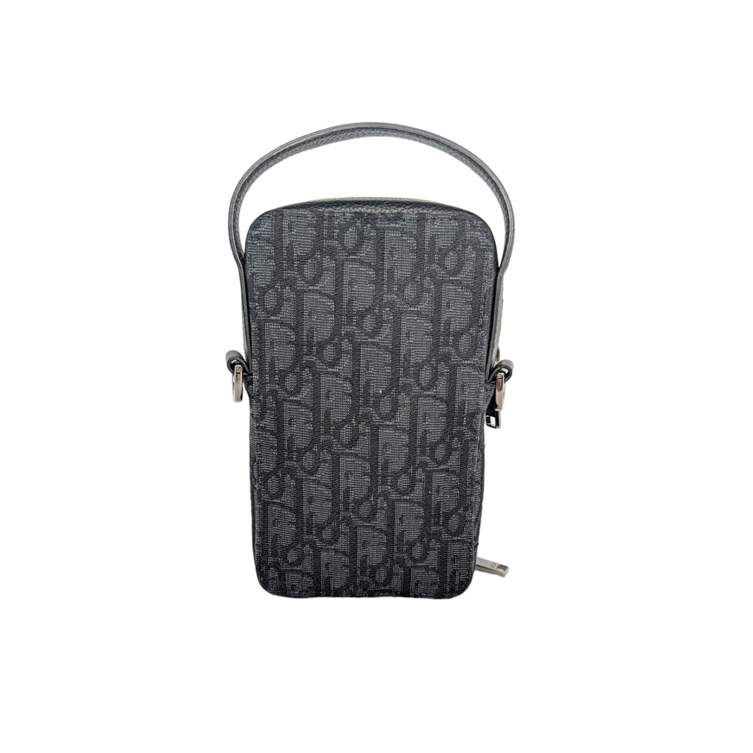 Black Christian Dior Oblique Micro Rider Pouch Crossbody