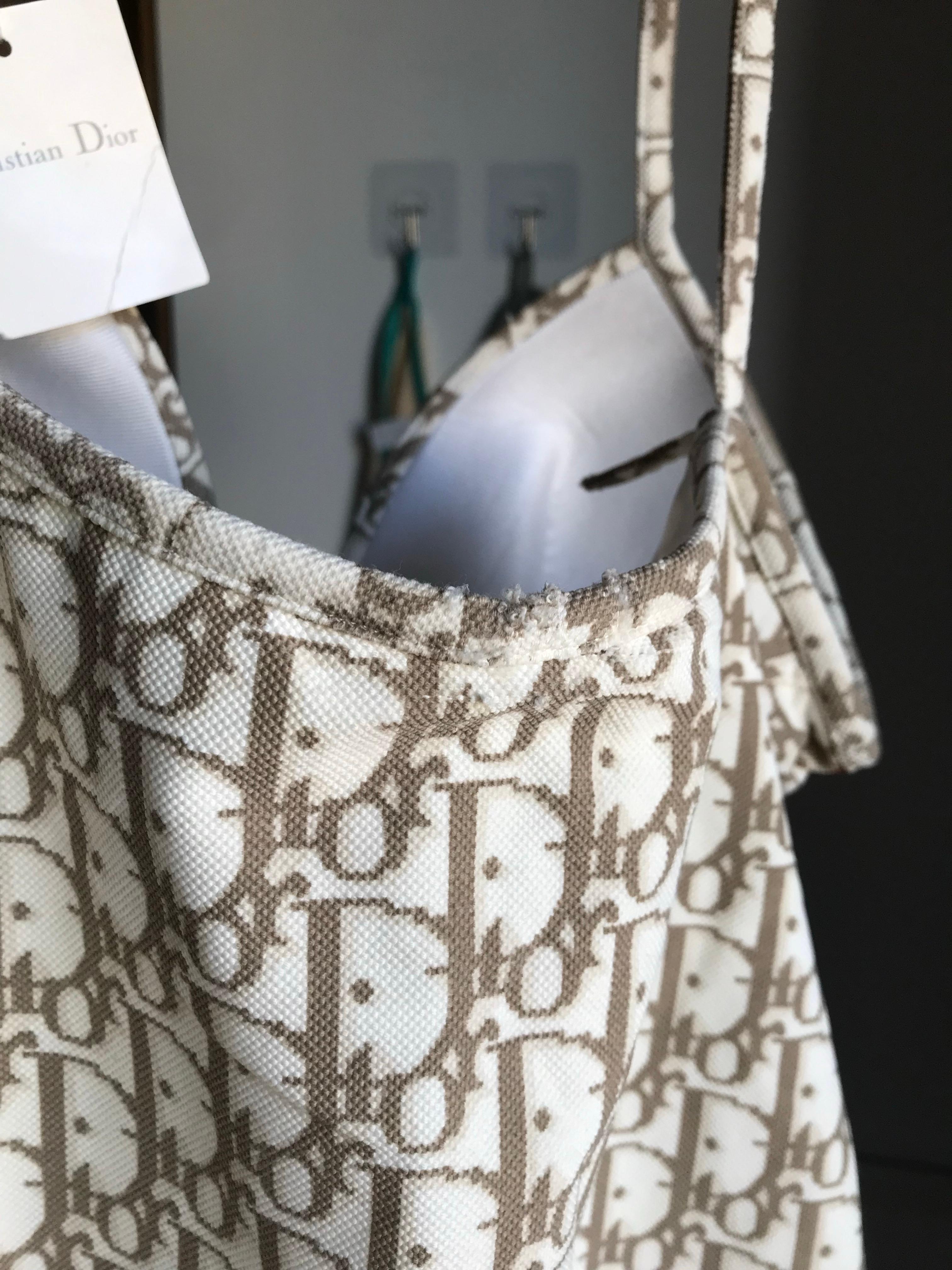 Marron CHRISTIAN DIOR. Monogramme oblique Dior SWIMSUIT New en vente