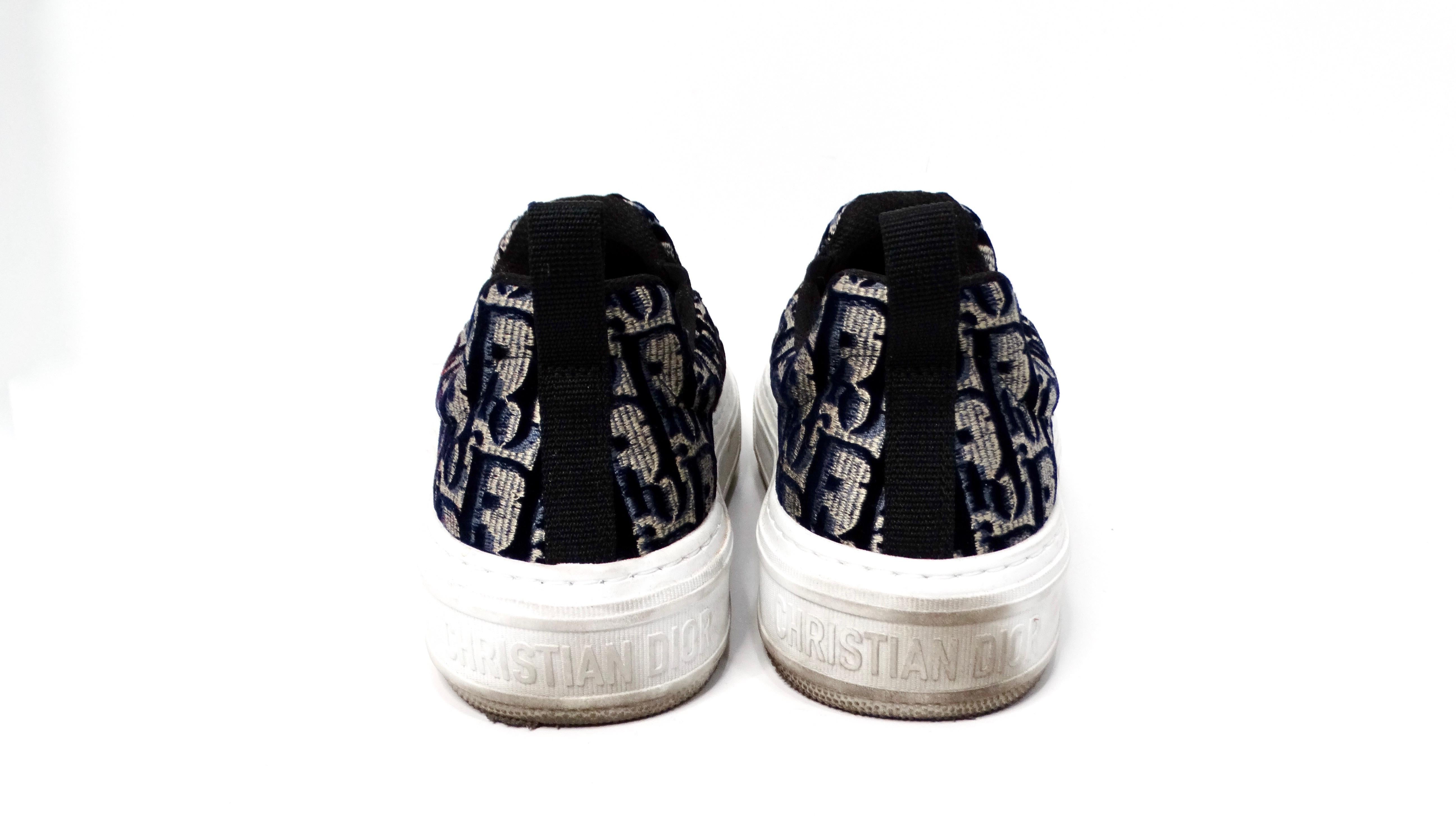 Women's Christian Dior Oblique Navy Monogram Slip-On Sneakers For Sale