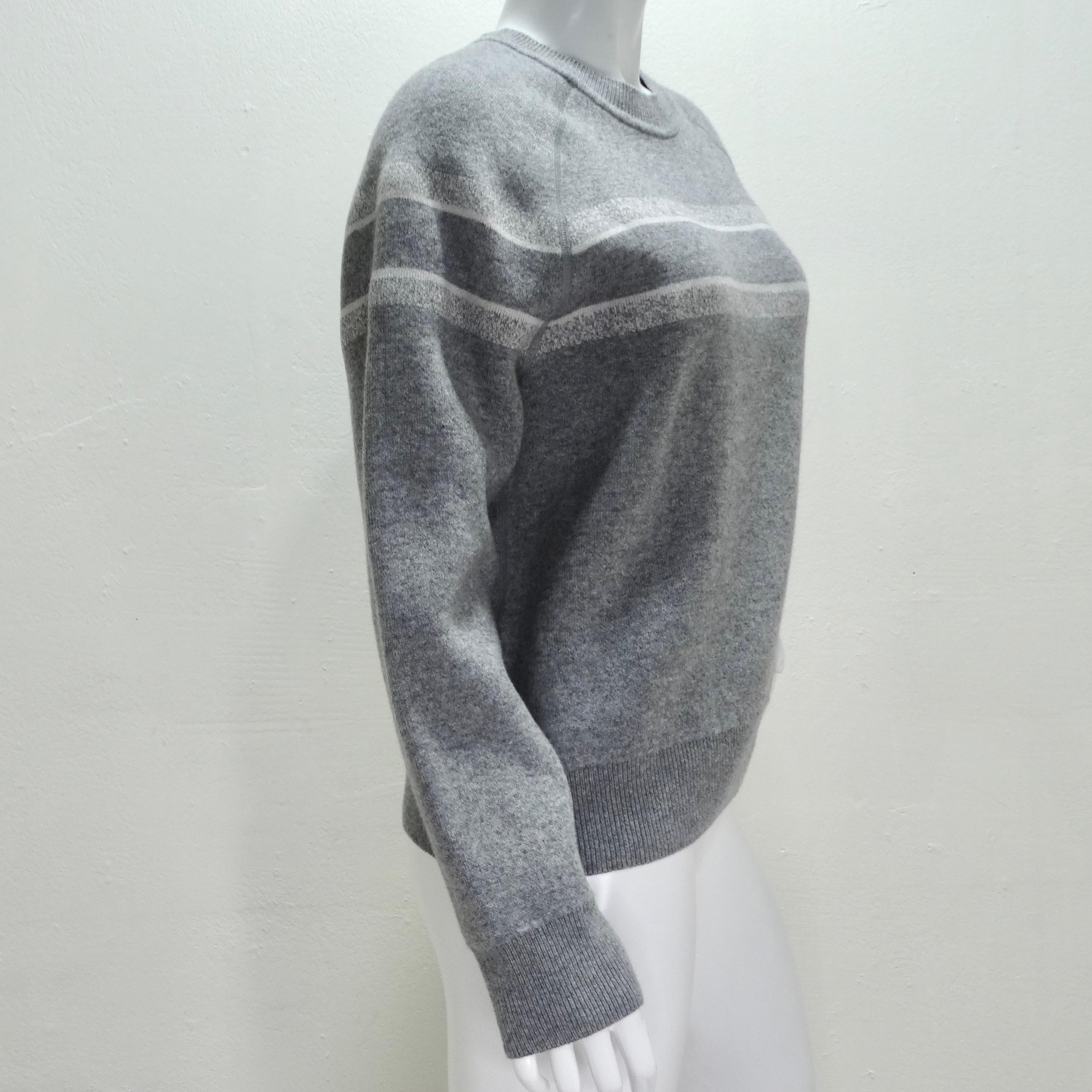 Gray Christian Dior Oblique Reversible Cashmere Knit Sweater For Sale