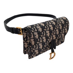 Christian Dior Oblique Saddle Belt Bag Blue