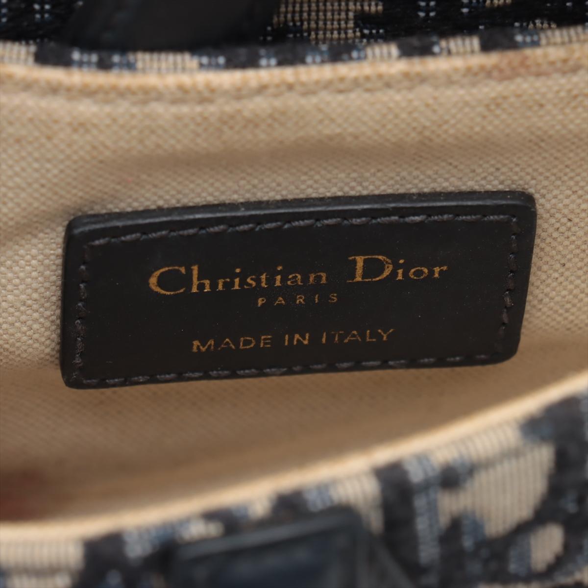 Christian Dior Bolso oblicuo de lona y piel azul marino en venta 4