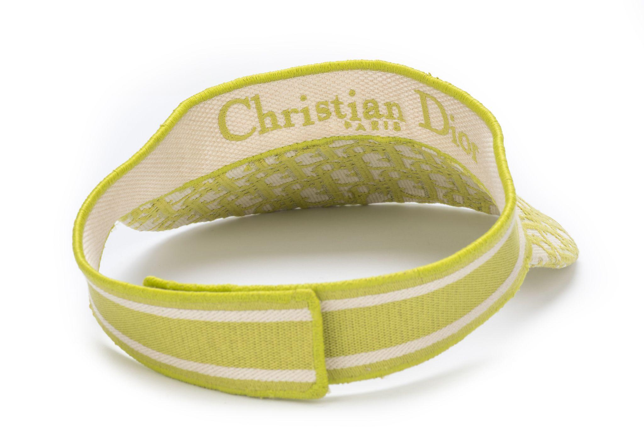 Beige Christian Dior Oblique Visor Lime New For Sale