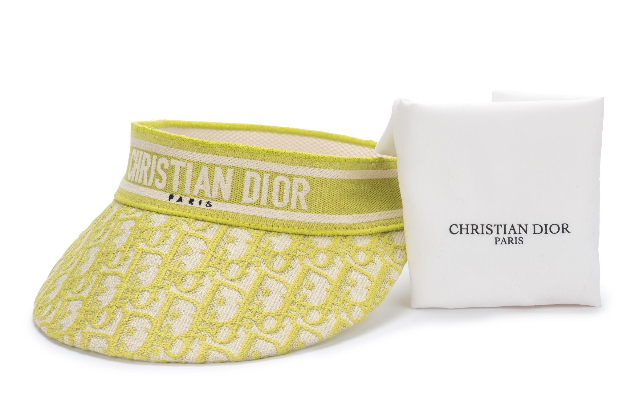 Women's Christian Dior Oblique Visor Lime New For Sale
