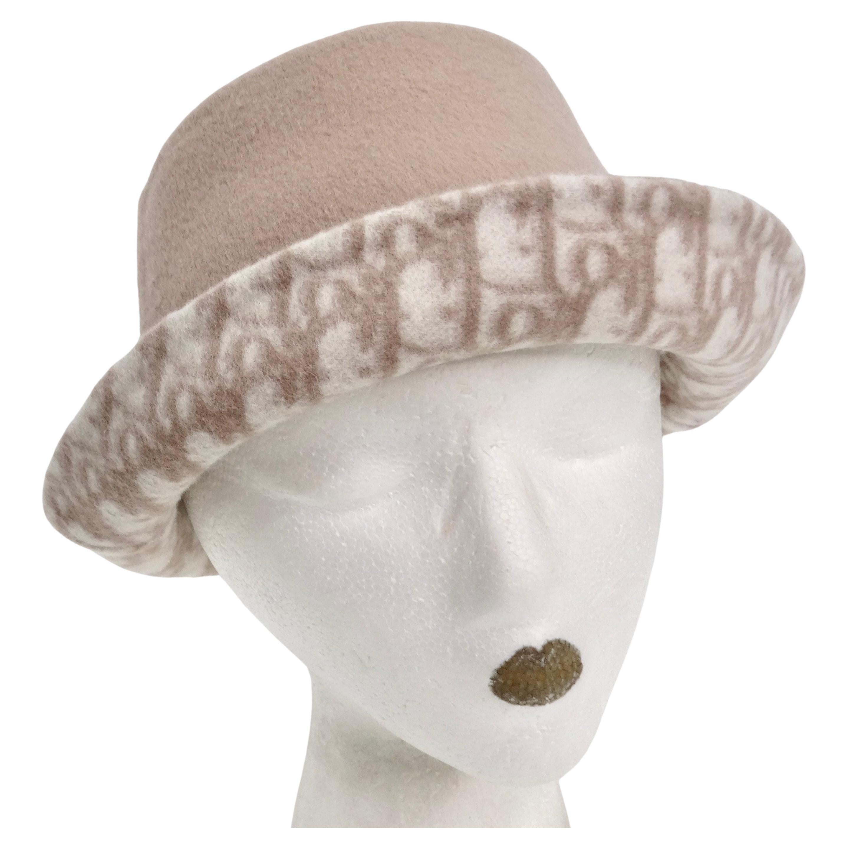 Christian Dior Oblique Wool x Silk Bob Hat Reversible Pink For Sale