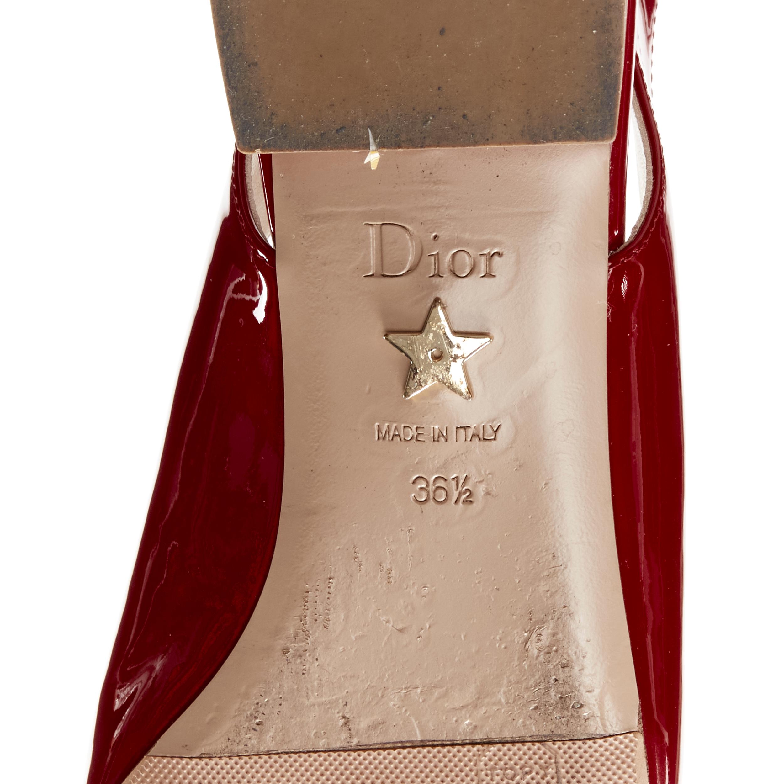 CHRISTIAN DIOR - Chaussures plates pointues en cuir verni rouge Obsesse-D EU36,5 en vente 5