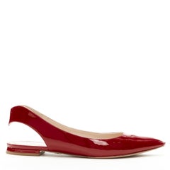 CHRISTIAN DIOR Obsesse-D red patent leather slingback pointy flats EU36.5