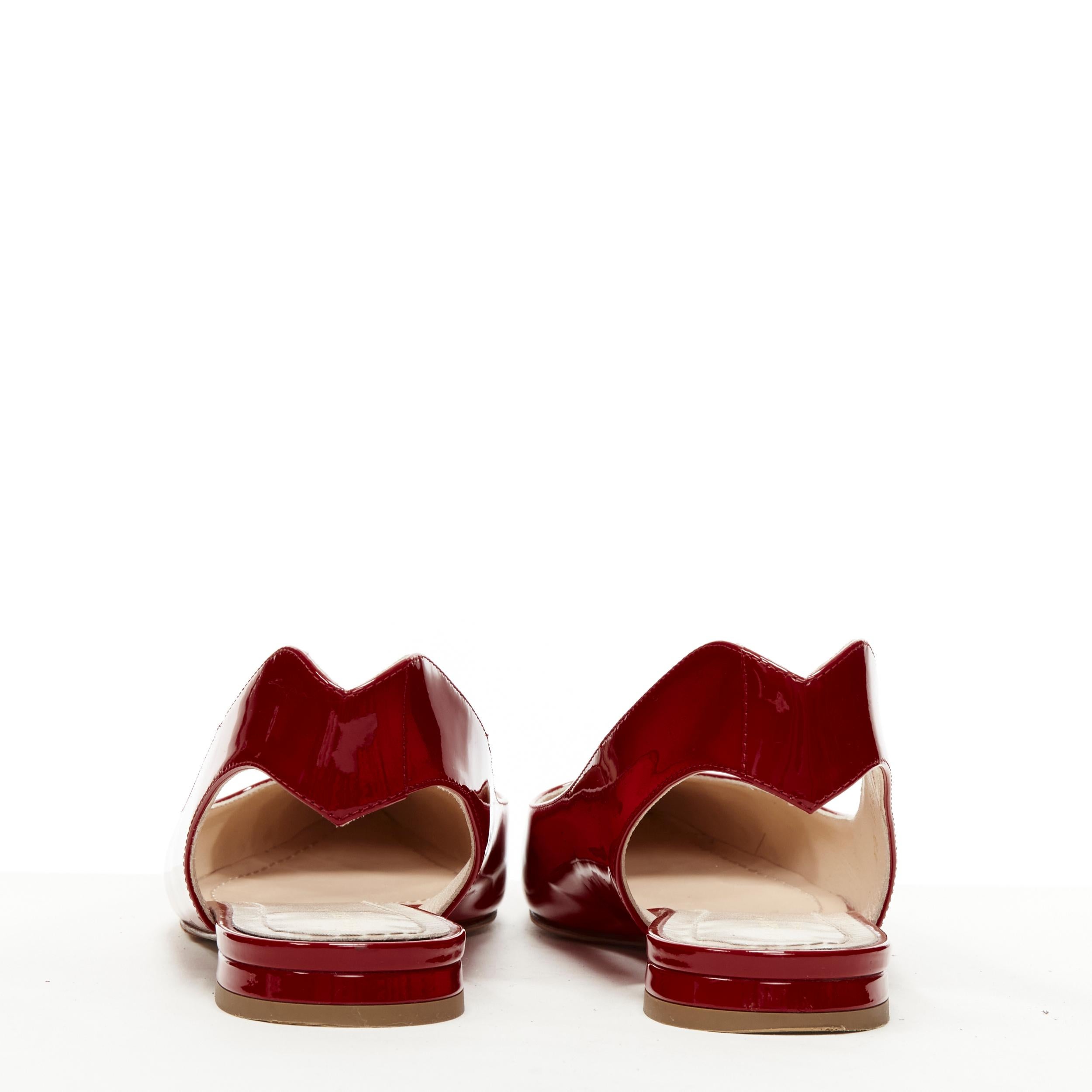 CHRISTIAN DIOR - Chaussures plates pointues en cuir verni rouge Obsesse-D EU36,5 Pour femmes en vente