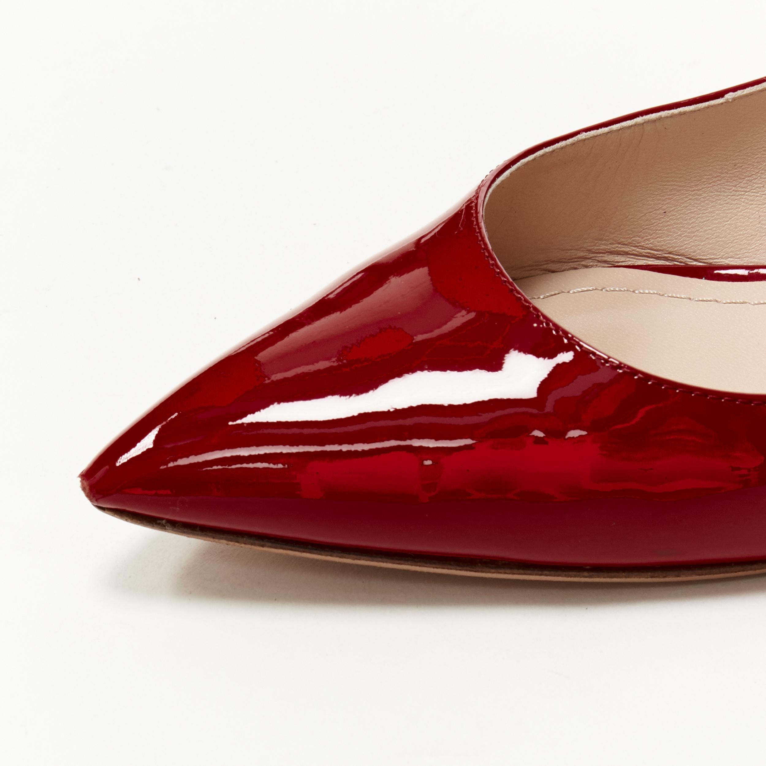 CHRISTIAN DIOR - Chaussures plates pointues en cuir verni rouge Obsesse-D EU36,5 en vente 2