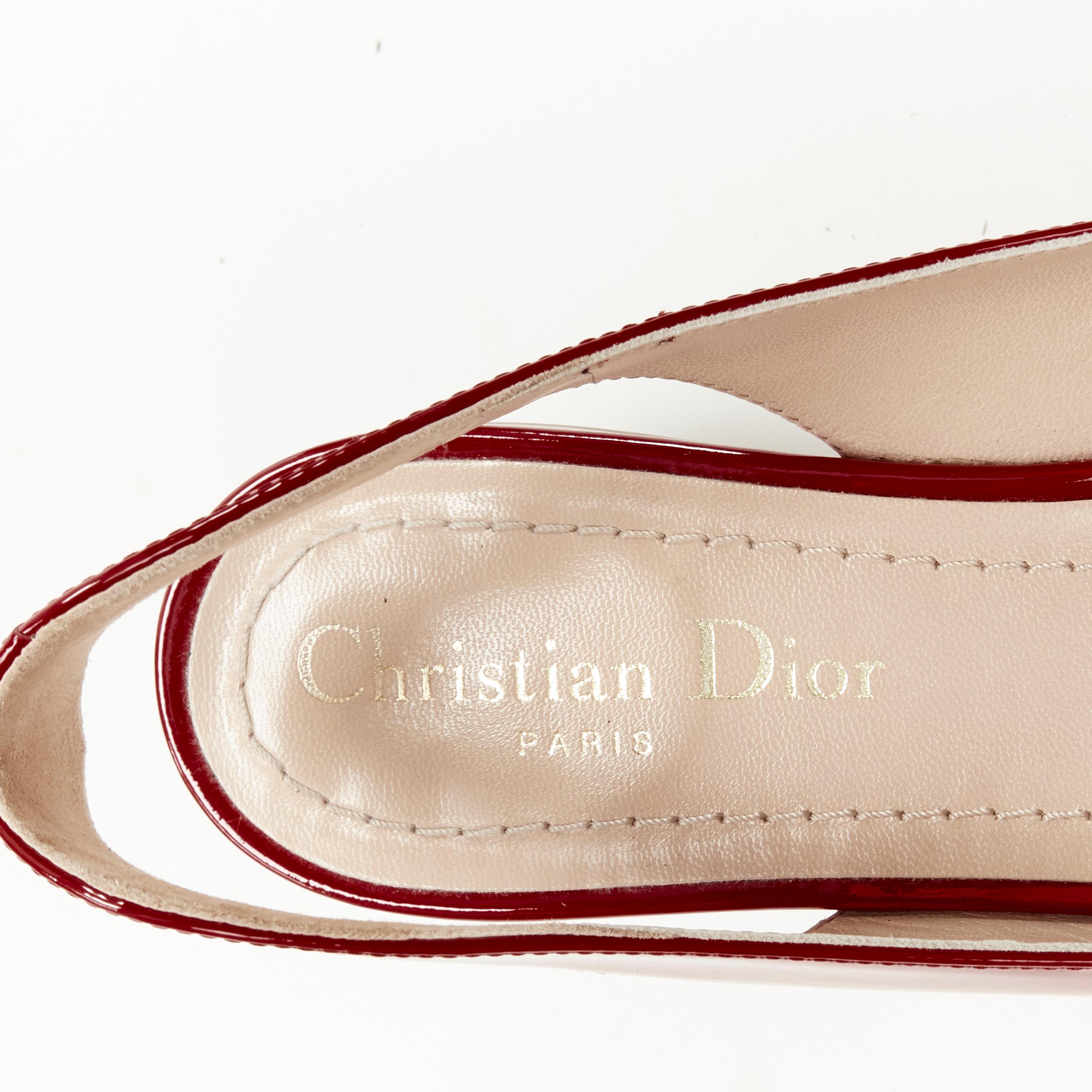 CHRISTIAN DIOR - Chaussures plates pointues en cuir verni rouge Obsesse-D EU36,5 en vente 4