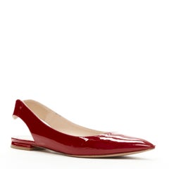 CHRISTIAN DIOR - Chaussures plates pointues en cuir verni rouge Obsesse-D EU36,5
