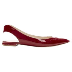CHRISTIAN DIOR - Chaussures plates pointues en cuir verni rouge Obsesse-D EU36,5