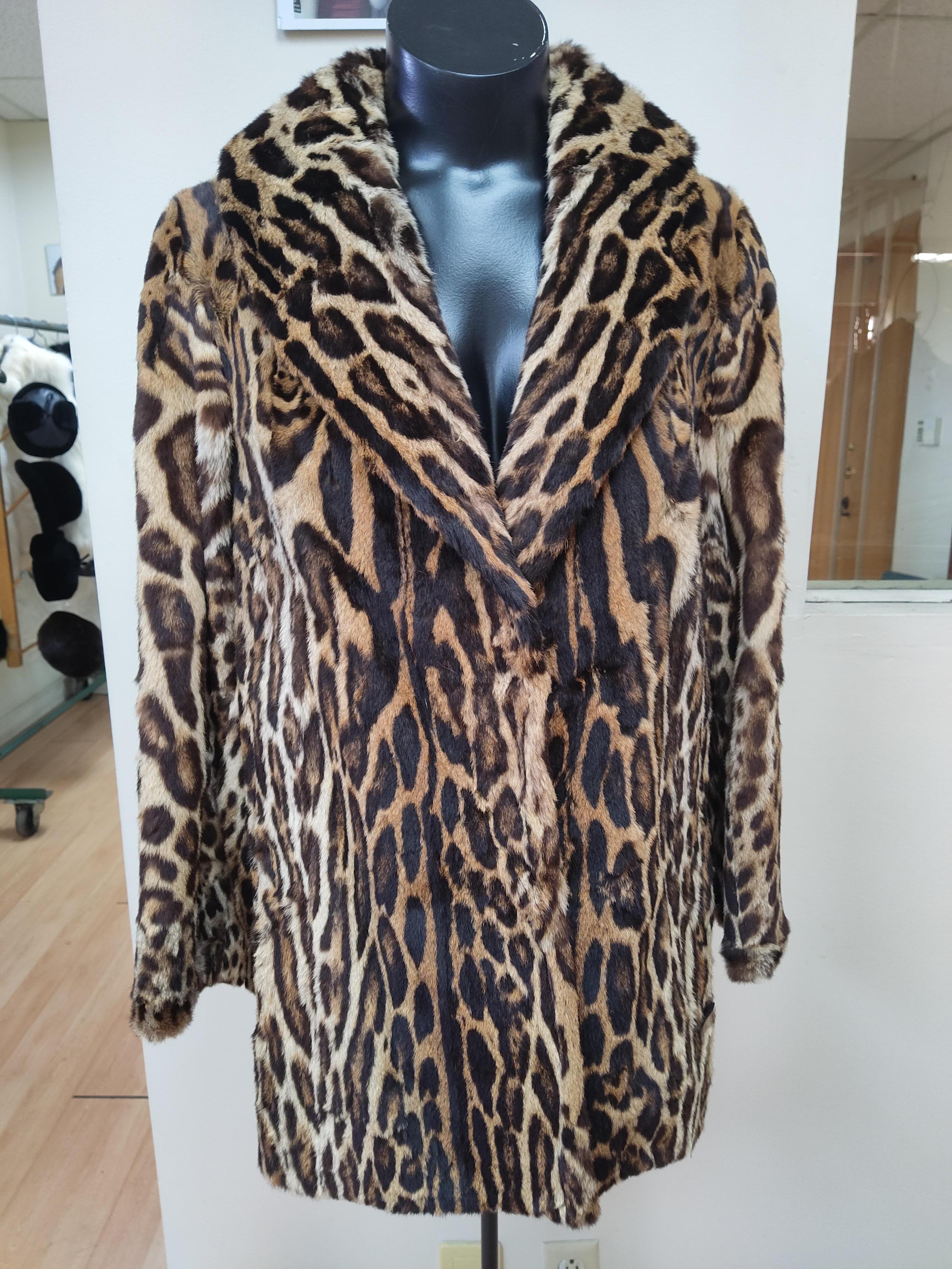 Christian Dior ocelot fur coat size 10 4