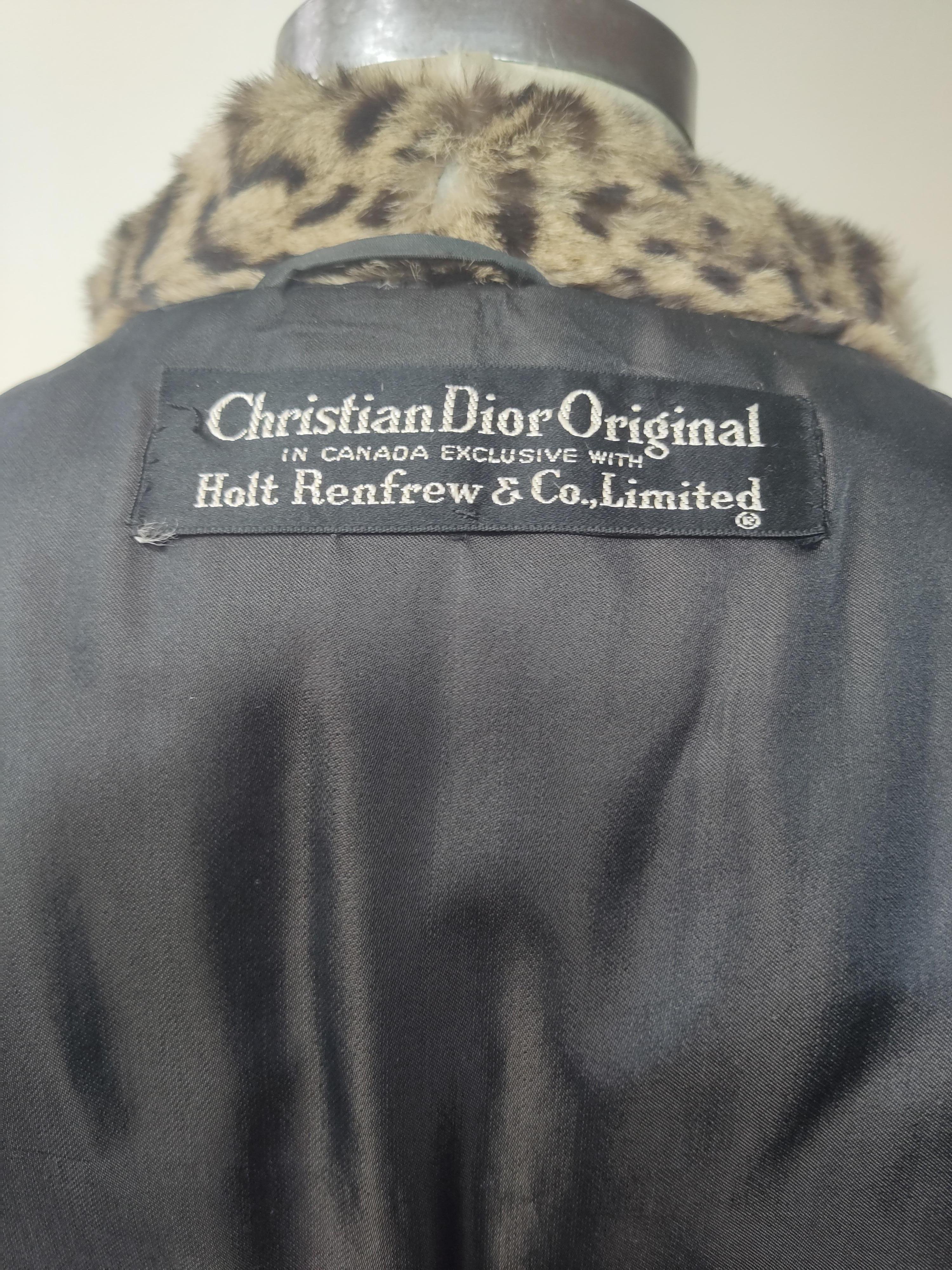 Black Christian Dior ocelot fur coat size 10 For Sale