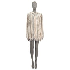 CHRISTIAN DIOR off-white cashmere 2018 FRINGED KNIT Dress 38 S