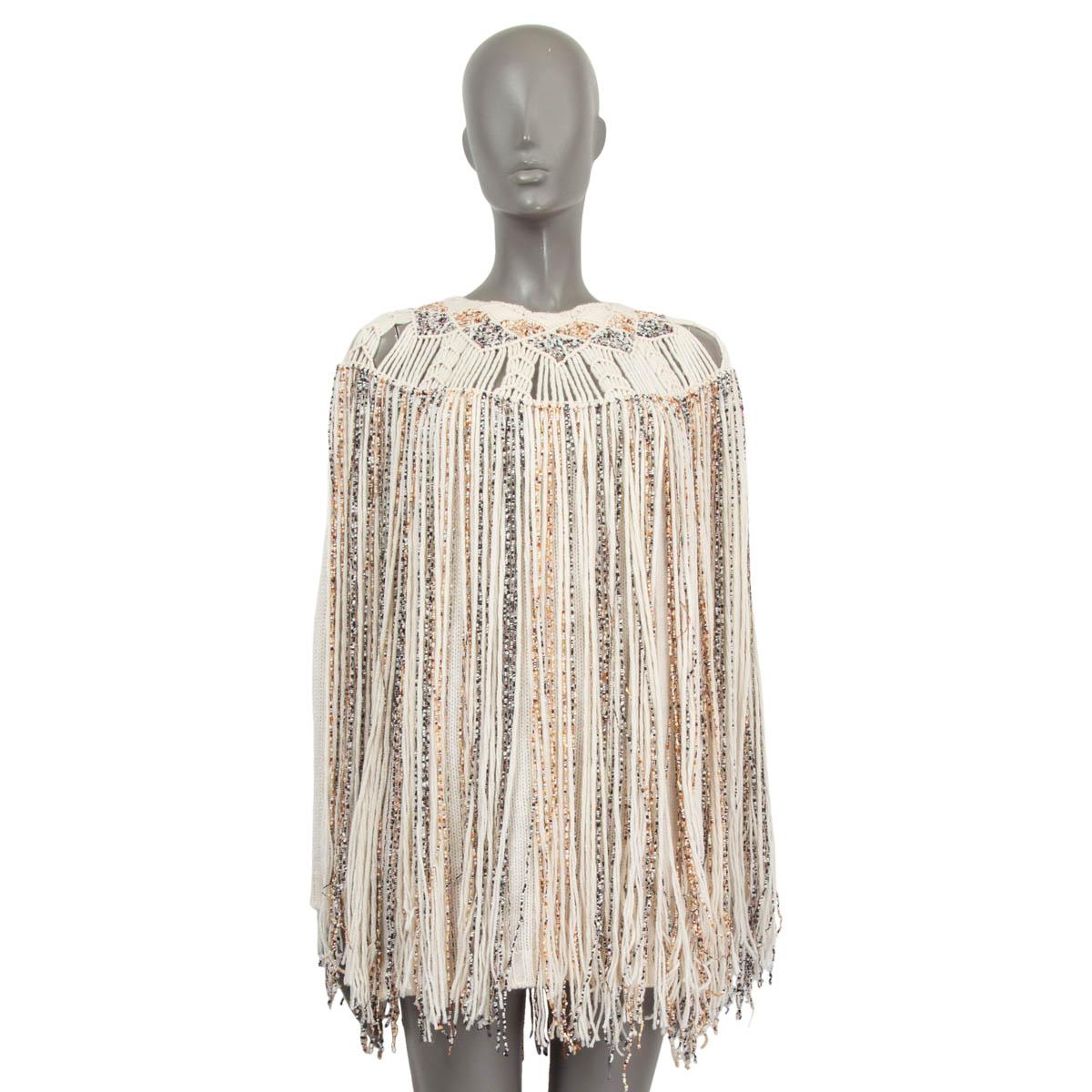 Women's CHRISTIAN DIOR off-white cashmere 2018 FRINGED KNIT Dress 38 S
