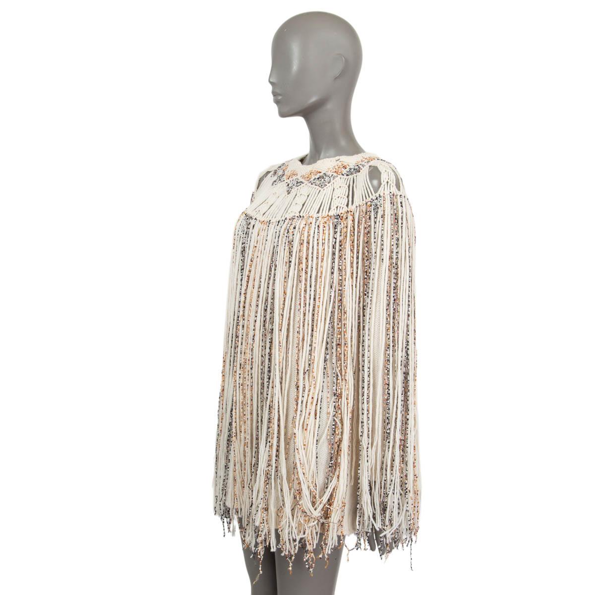 CHRISTIAN DIOR off-white cashmere 2018 FRINGED KNIT Dress 38 S 1