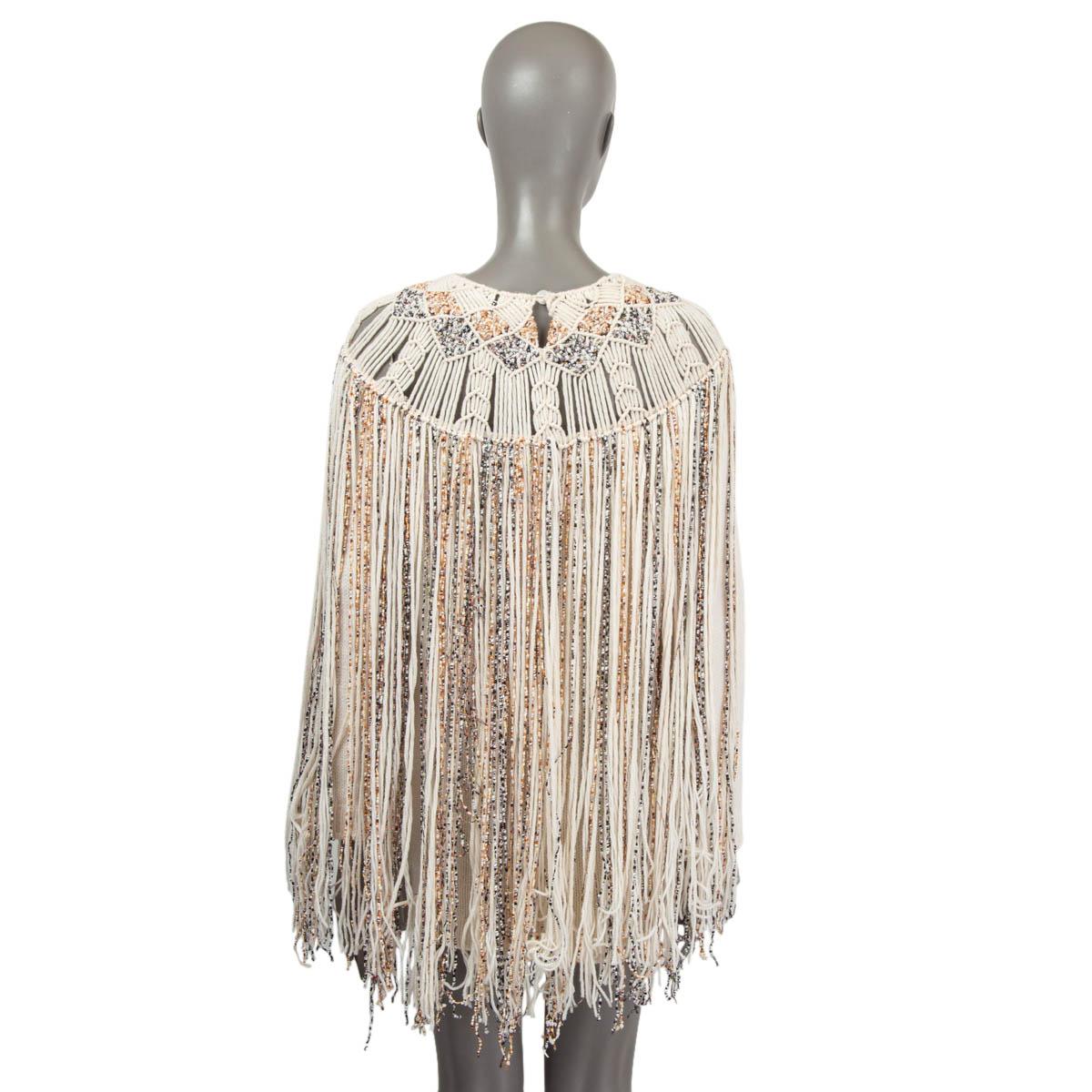 CHRISTIAN DIOR off-white cashmere 2018 FRINGED KNIT Dress 38 S 2
