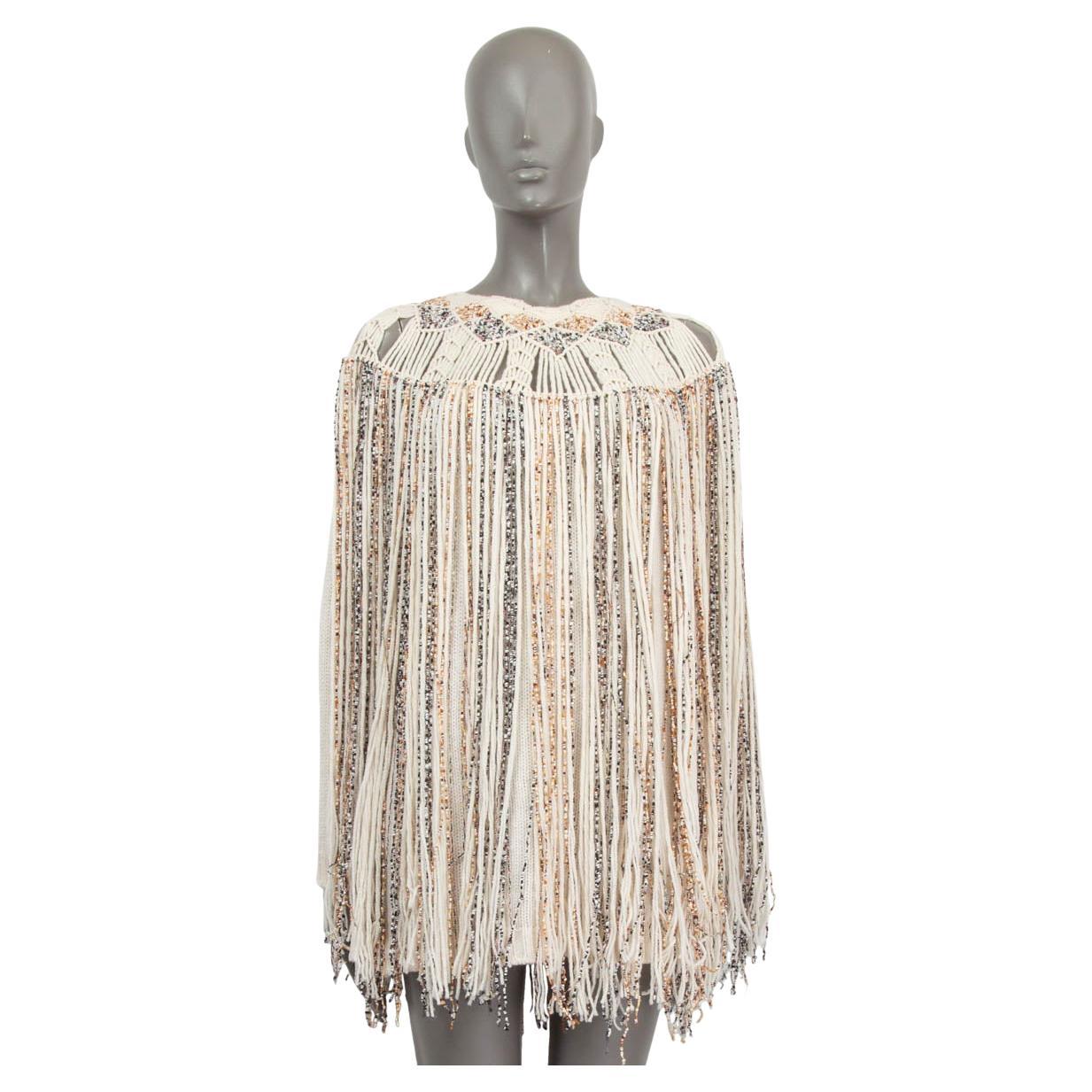 CHRISTIAN DIOR off-white cashmere 2018 FRINGED KNIT Dress 38 S