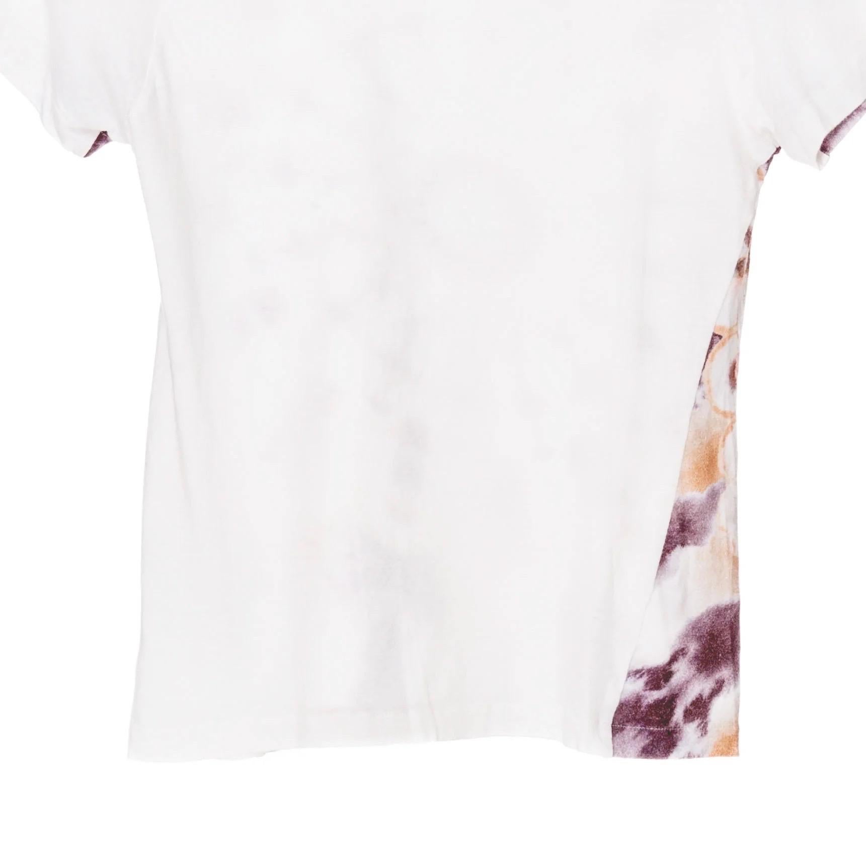 Christian Dior Off White Cotton-Linen Kaleidiorscopic Tie-Dye Print T-Shirt For Sale 6