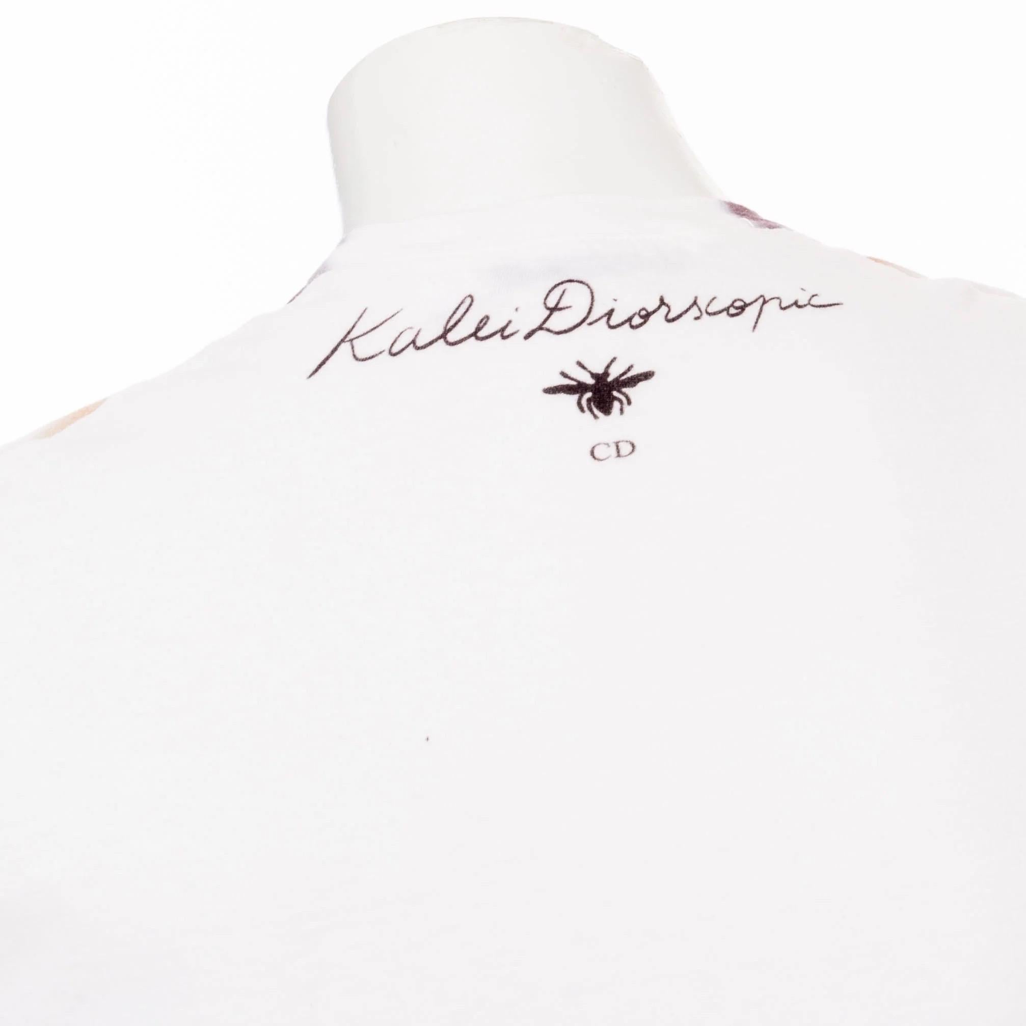 Christian Dior Off White Cotton-Linen Kaleidiorscopic Tie-Dye Print T-Shirt For Sale 1