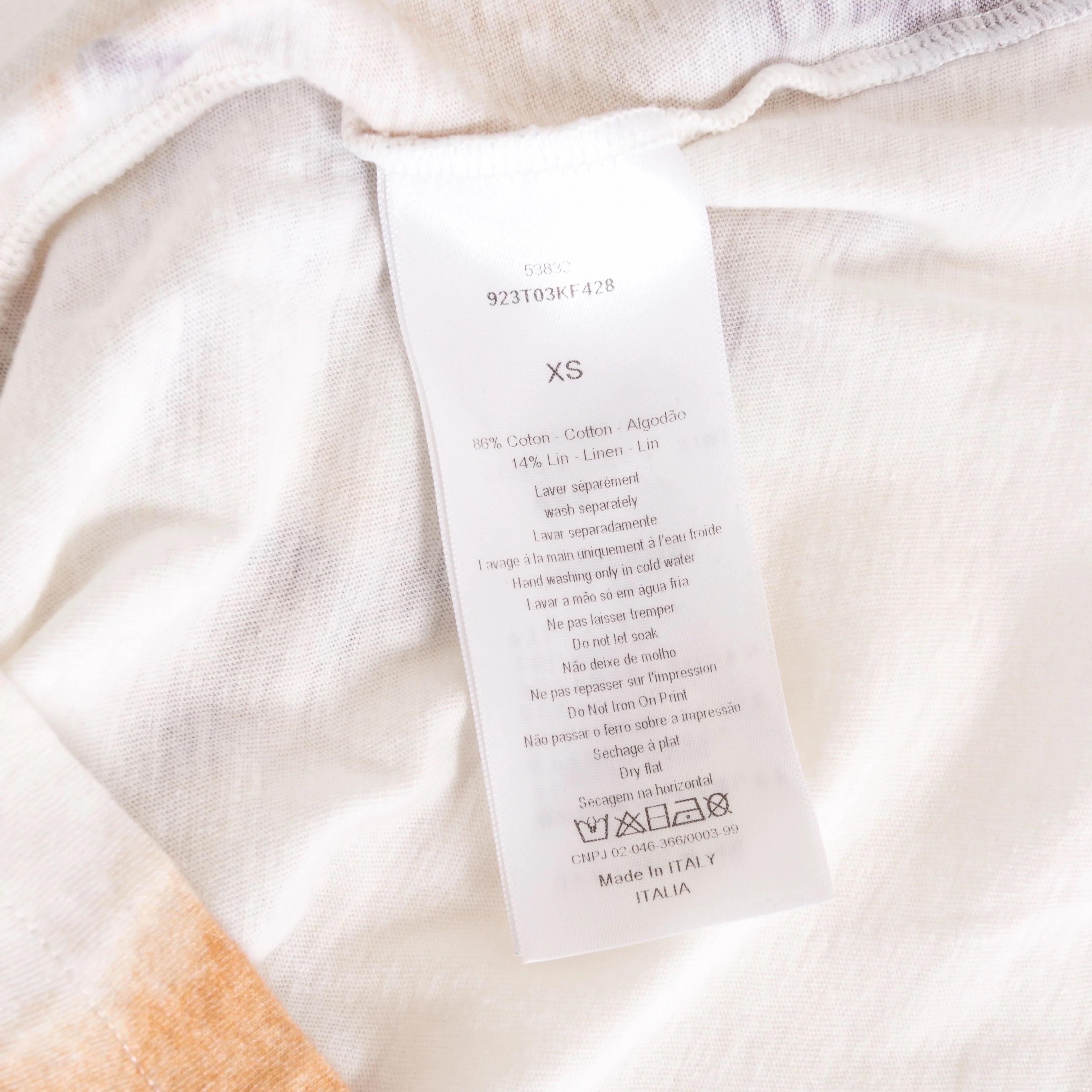 Christian Dior Off White Cotton-Linen Kaleidiorscopic Tie-Dye Print T-Shirt For Sale 4