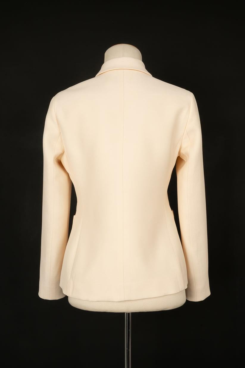 Christian Dior Off-White Jacket with Black Buttons In Good Condition For Sale In SAINT-OUEN-SUR-SEINE, FR