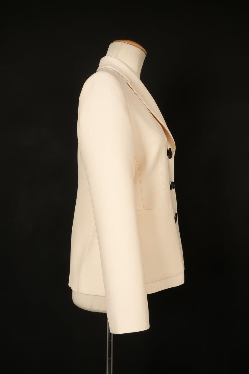 Women's Christian Dior Off-White Jacket with Black Buttons For Sale