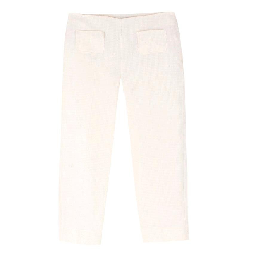 Christian Dior Off-White Jacquard Crop Trousers - Size US 8