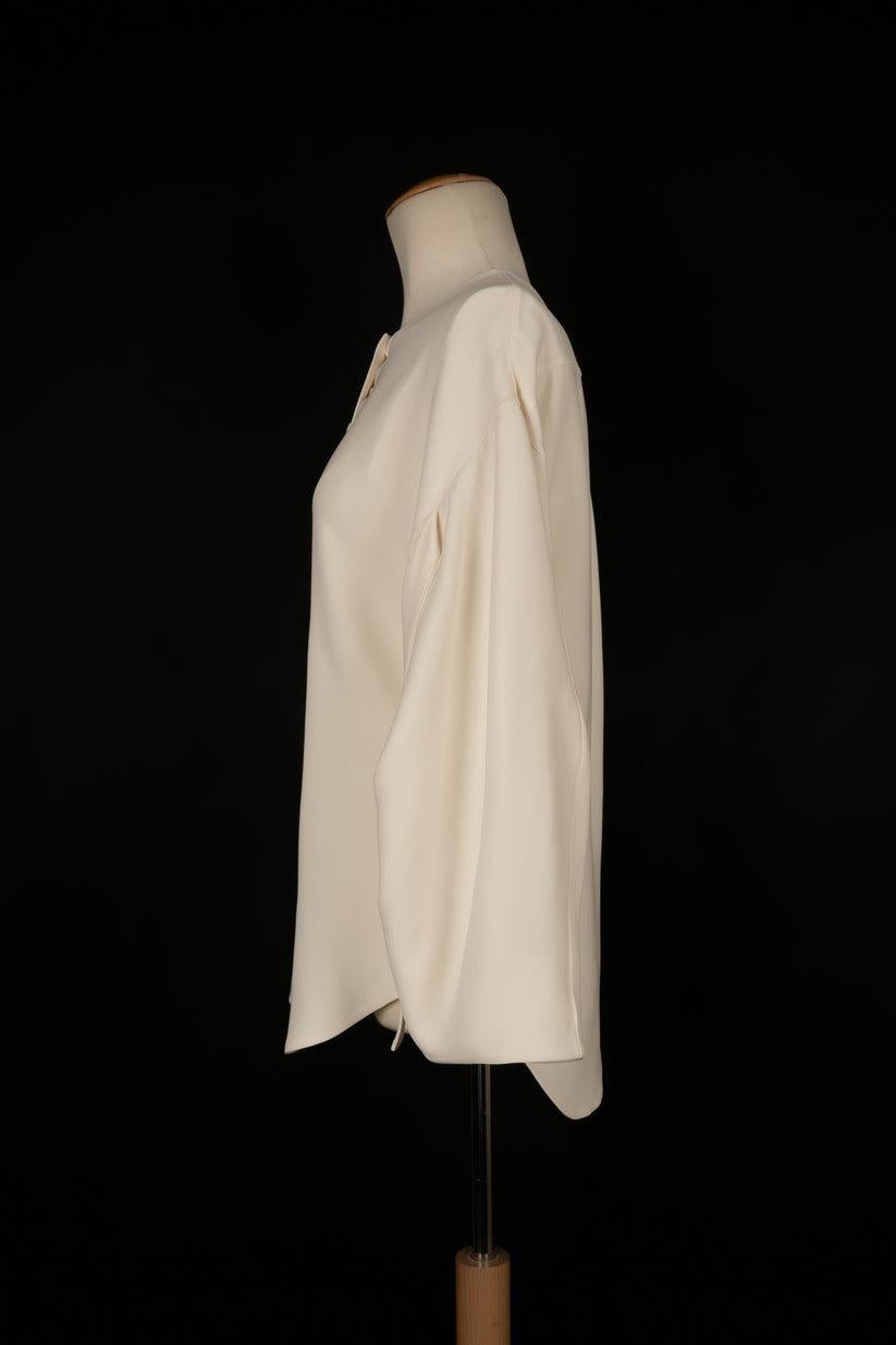 Christian Dior Off-White Seidenbluse (Beige) im Angebot