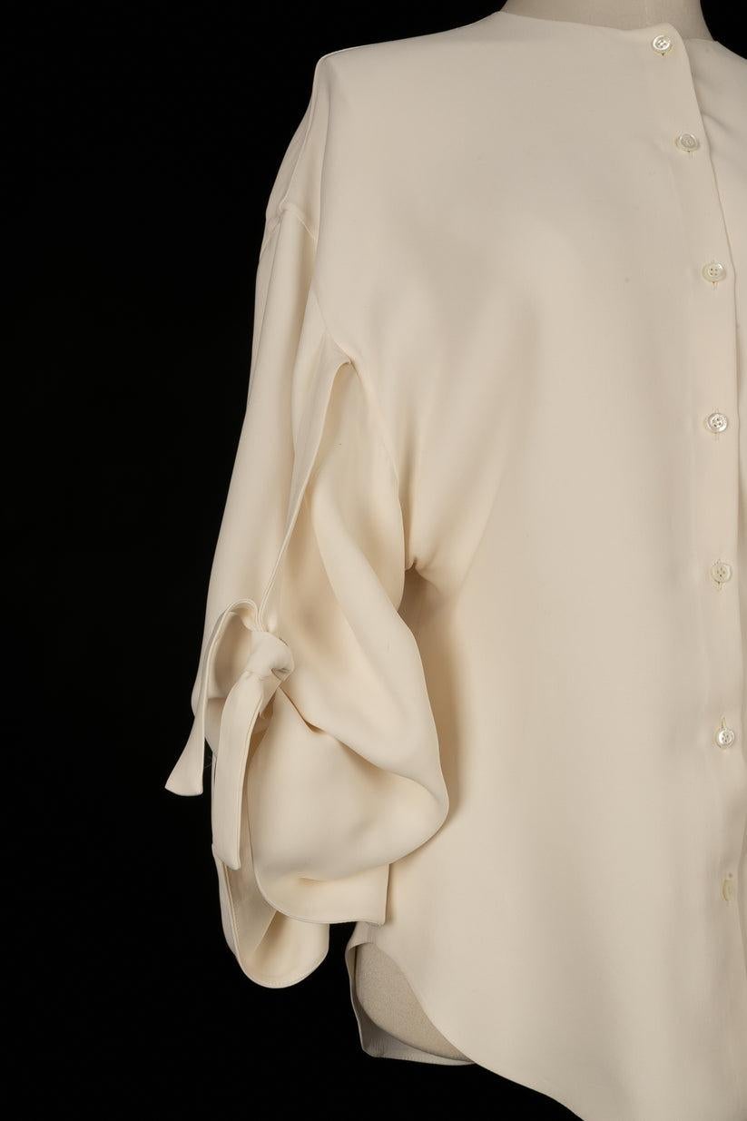 Christian Dior Off-White Seidenbluse im Angebot 2