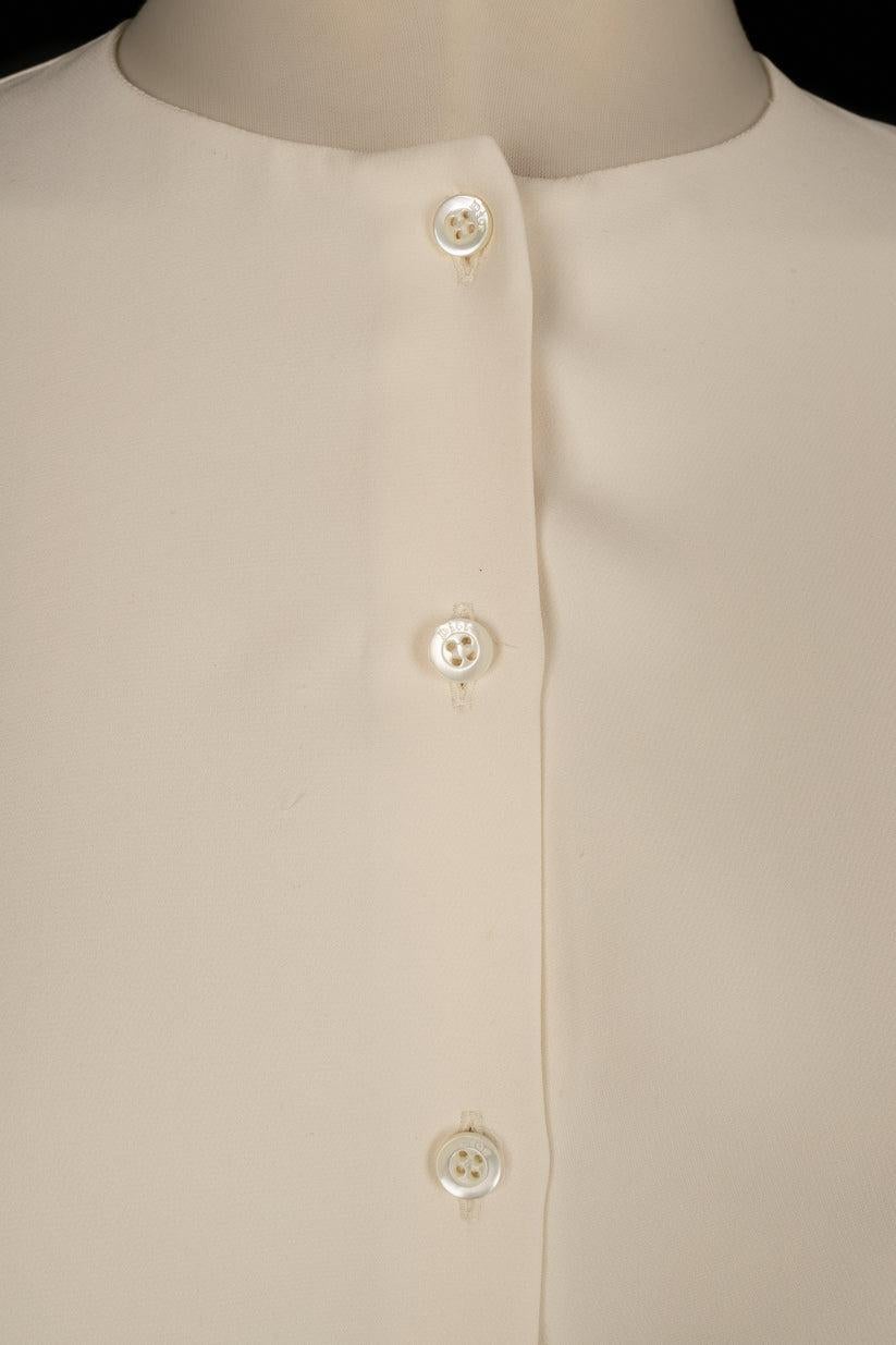 Christian Dior Off-White Seidenbluse im Angebot 3