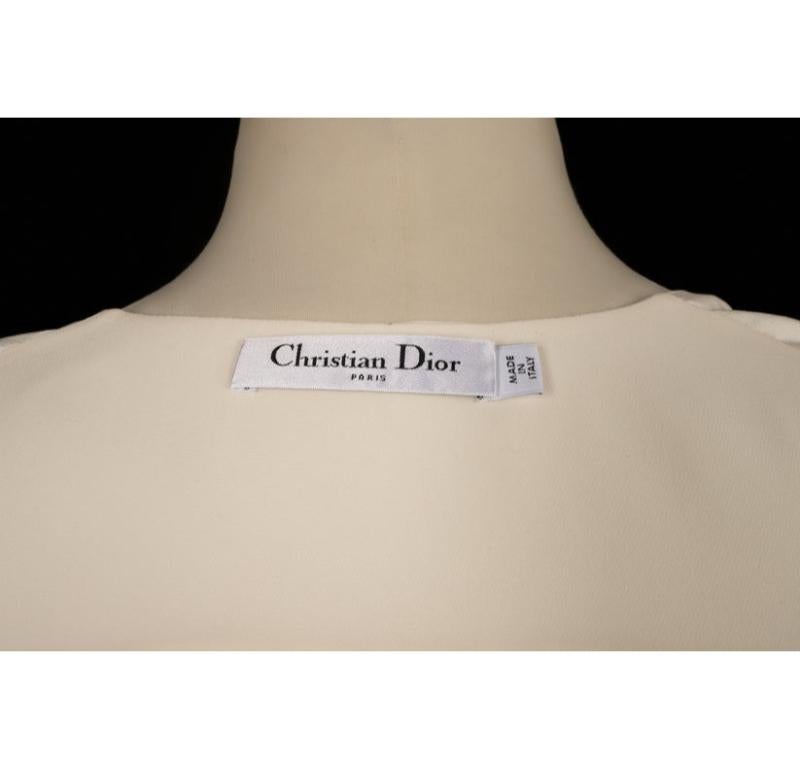 Christian Dior Off-White Seidenbluse im Angebot 4