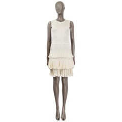 CHRISTIAN DIOR off-white viscose TIERED RUFFLED Sleeveless Knit Dress 38 S