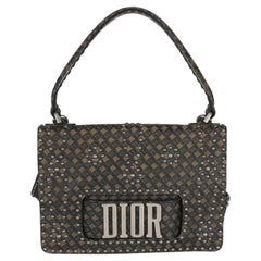 Christian Dior Olive Black Calfskin Studded Dio(r)evolution Top Handle Bag